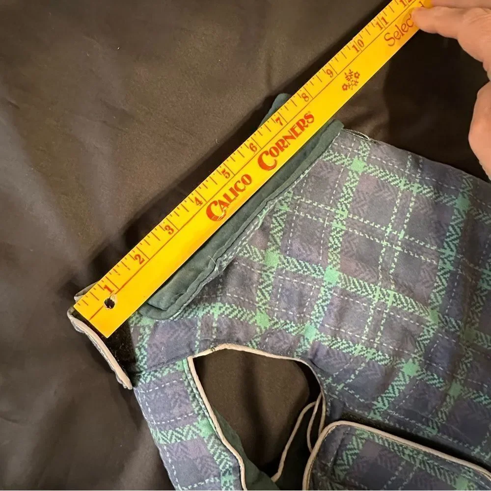 Fresco Green and Blue Plaid Reversible Quilted Dog Jacket size Medium .